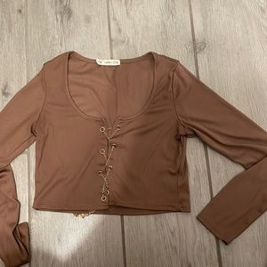 Brown long sleeve blouse